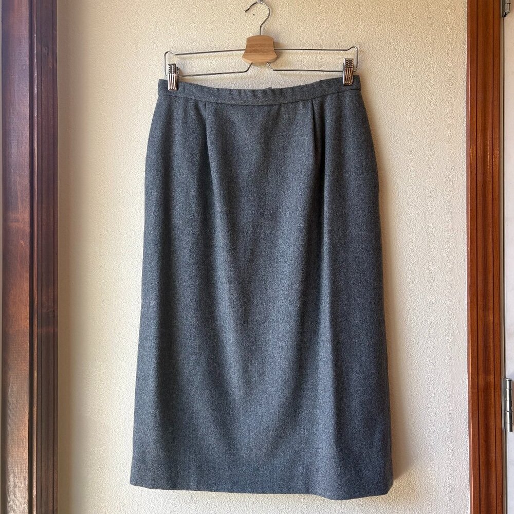 VTG Pendleton 100% Wool Skirt Straight Gray Pockets 10 Academia Biz Professional